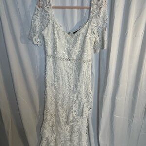 Lulu's White Lace Midi Dress